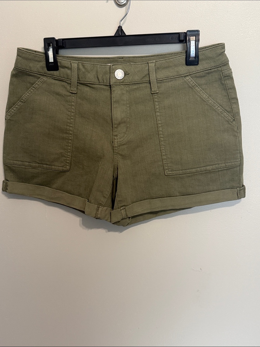 SO Olive Green Roll-Cuff Utility Shorts